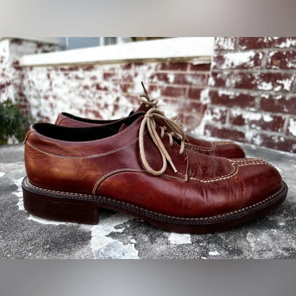 Cole Haan Country Men’s Sz 9.5 D Oxfords Brown Leather Split Toe Vintage Dress